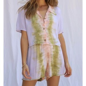 Jen's Pirate Booty Pastel Tie-Dye Shorts in Lavender, Olive & Peach